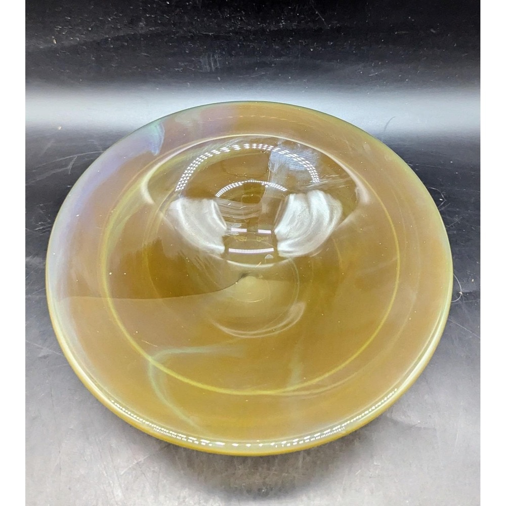 Vintage Eickholt Smokey Opalescent Grey Art Glass Decorative Bowl Signed 2002 8"